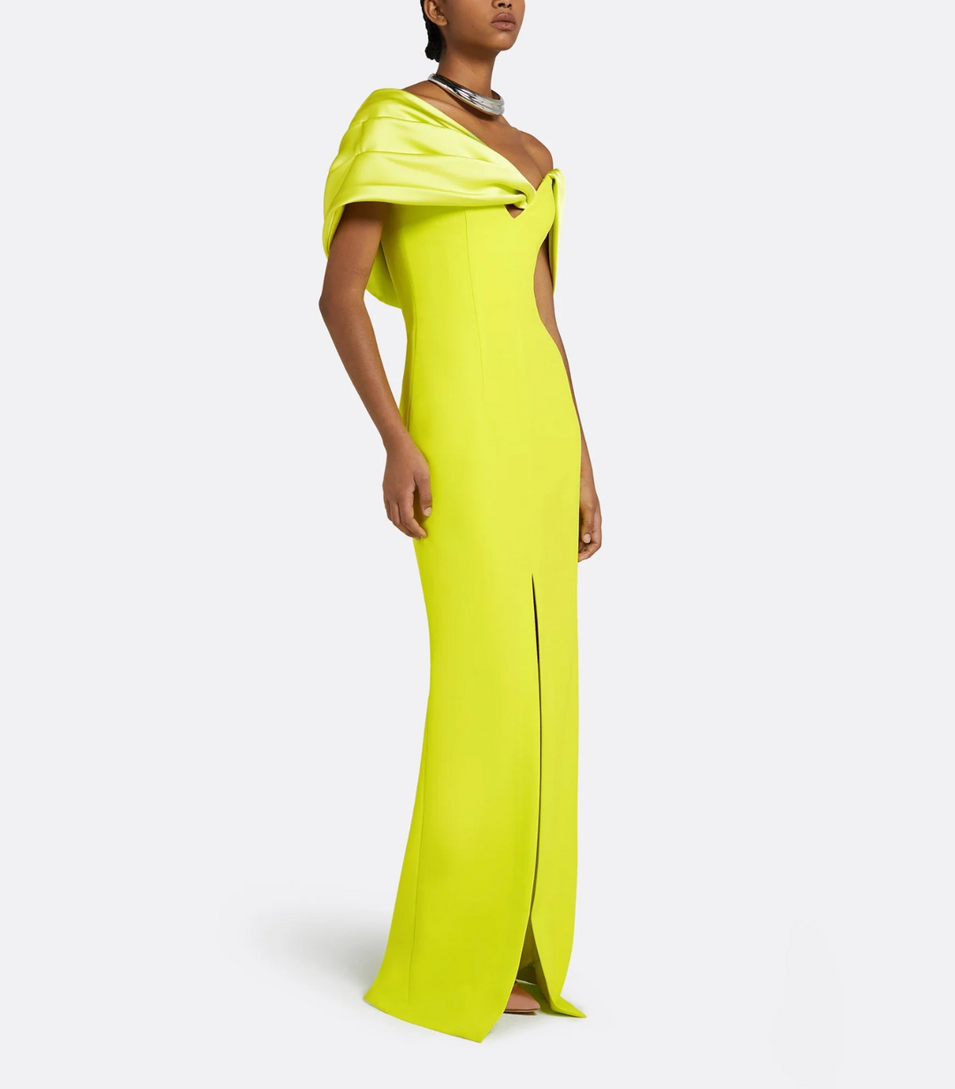 off-shoulder draped gown with slit – LUMIEN
