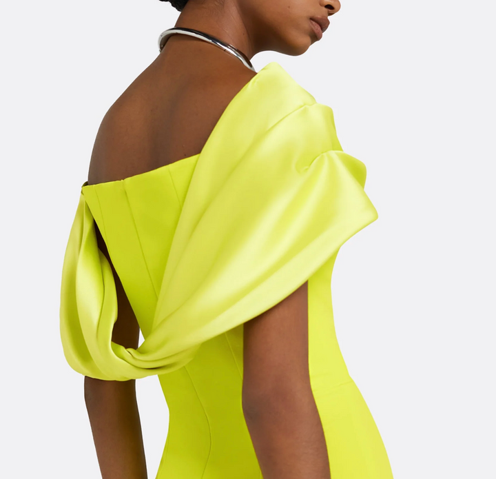 off-shoulder draped gown with slit – LUMIEN