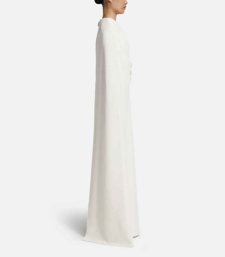 cape gown with embellished floral appliqué – SERIIEY