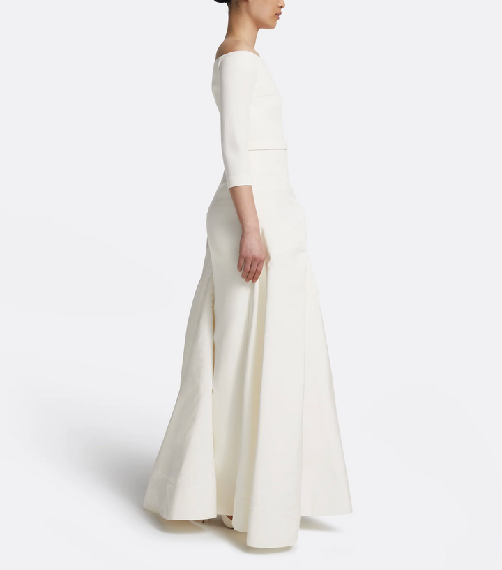 off-shoulder gown with draped slit skirt – ALYAAH
