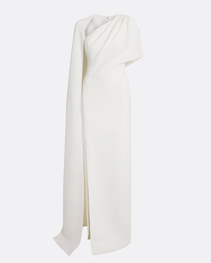 one-shoulder gown with cape overlay – OPAL