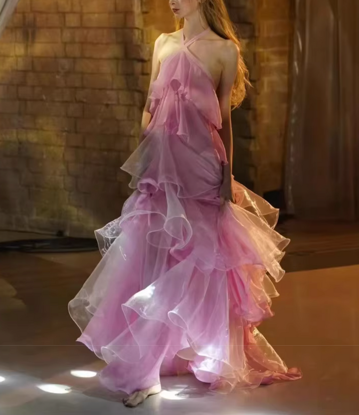 strapless velvet gown with pearl gradient – SILERYA