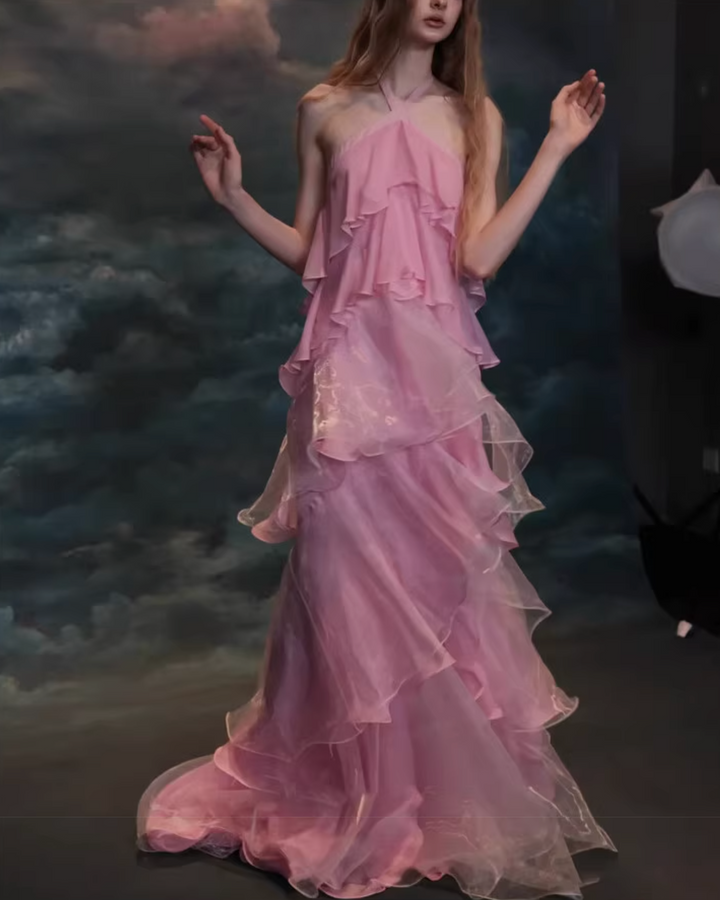 strapless velvet gown with pearl gradient – SILERYA