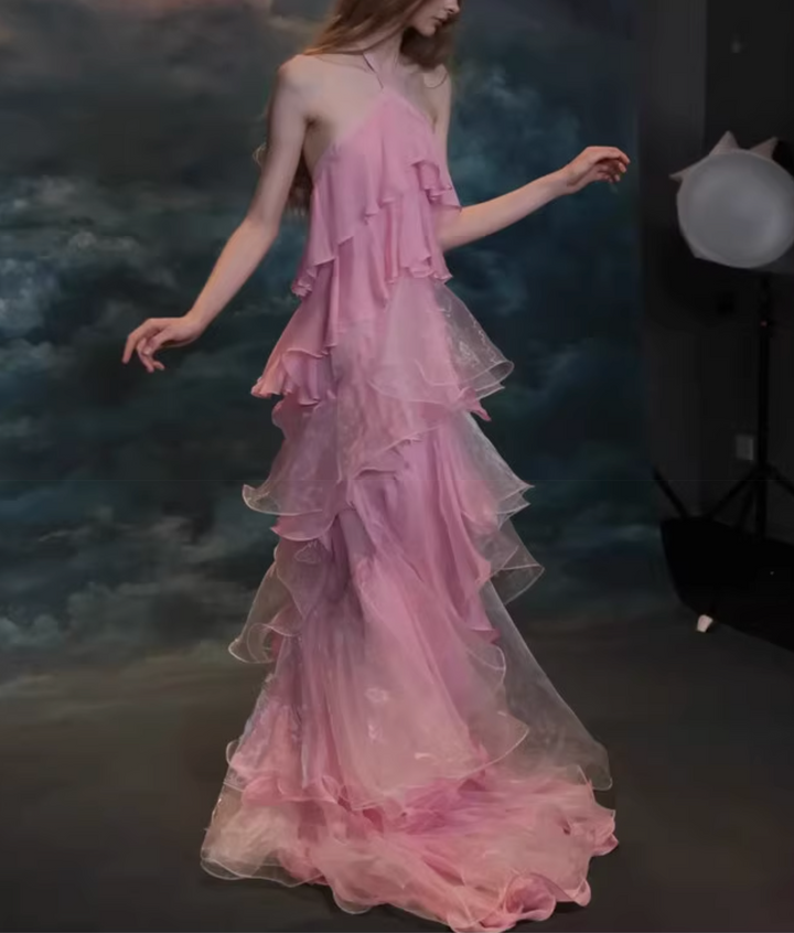 strapless velvet gown with pearl gradient – SILERYA