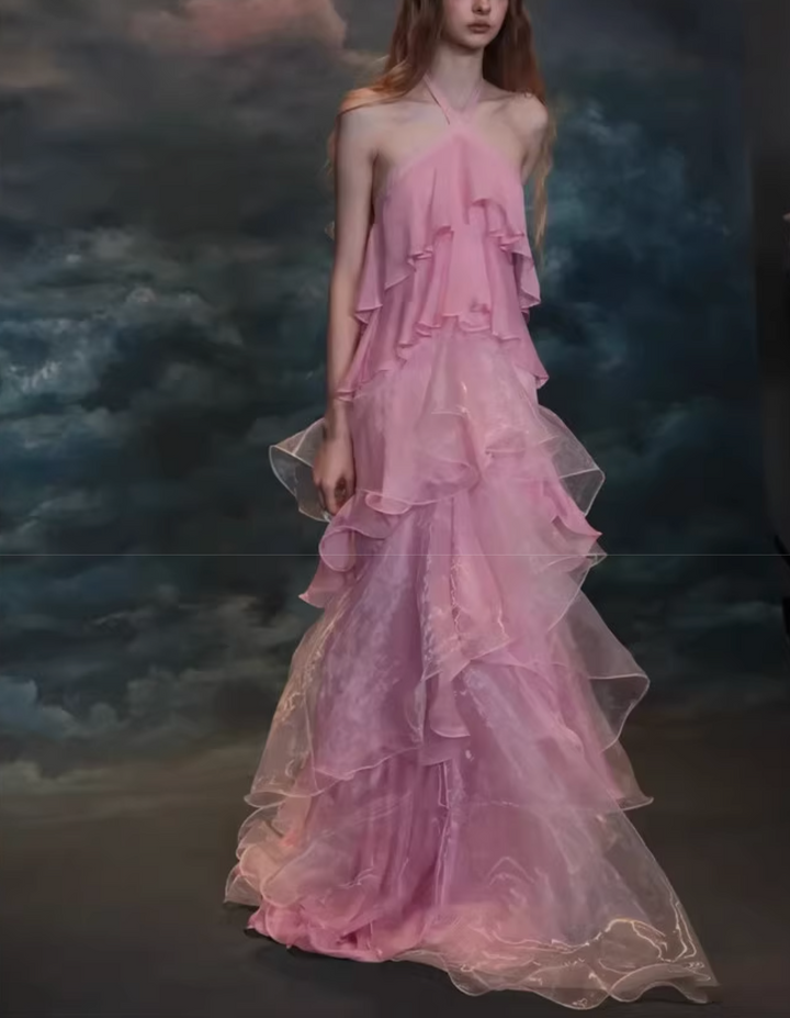 strapless velvet gown with pearl gradient – SILERYA