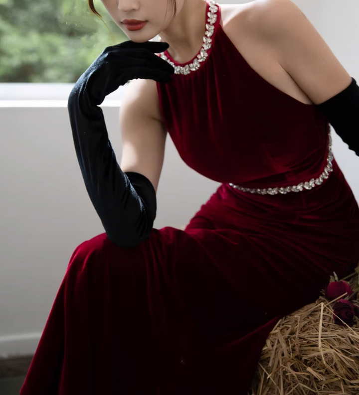 Haut à manches évasées plissées et ensemble jupe longue avec ceinture à la taille – Rosiny 