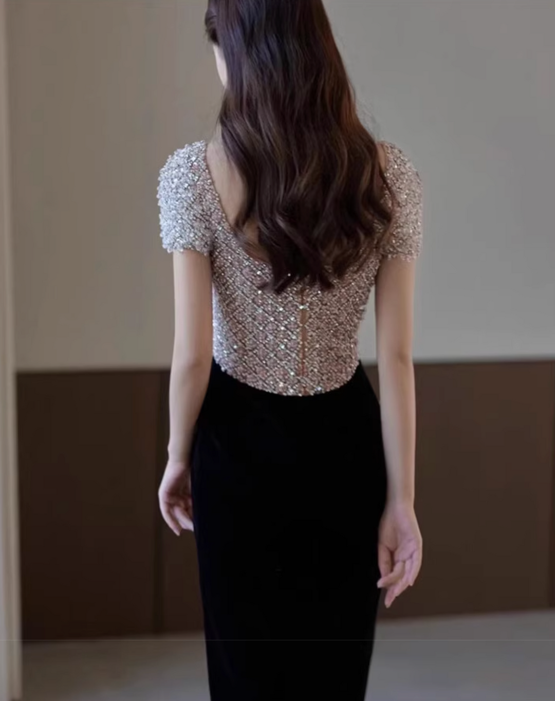 elvet column dress with embellished bodice – AYILAH