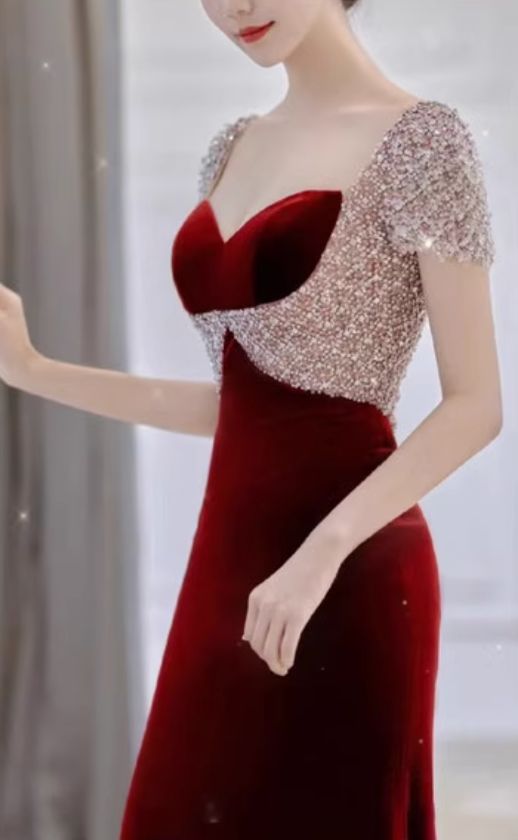 elvet column dress with embellished bodice – AYILAH