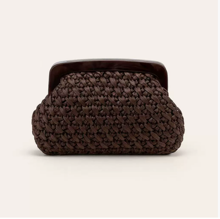 woven raffia clutch with resin frame – COASTA