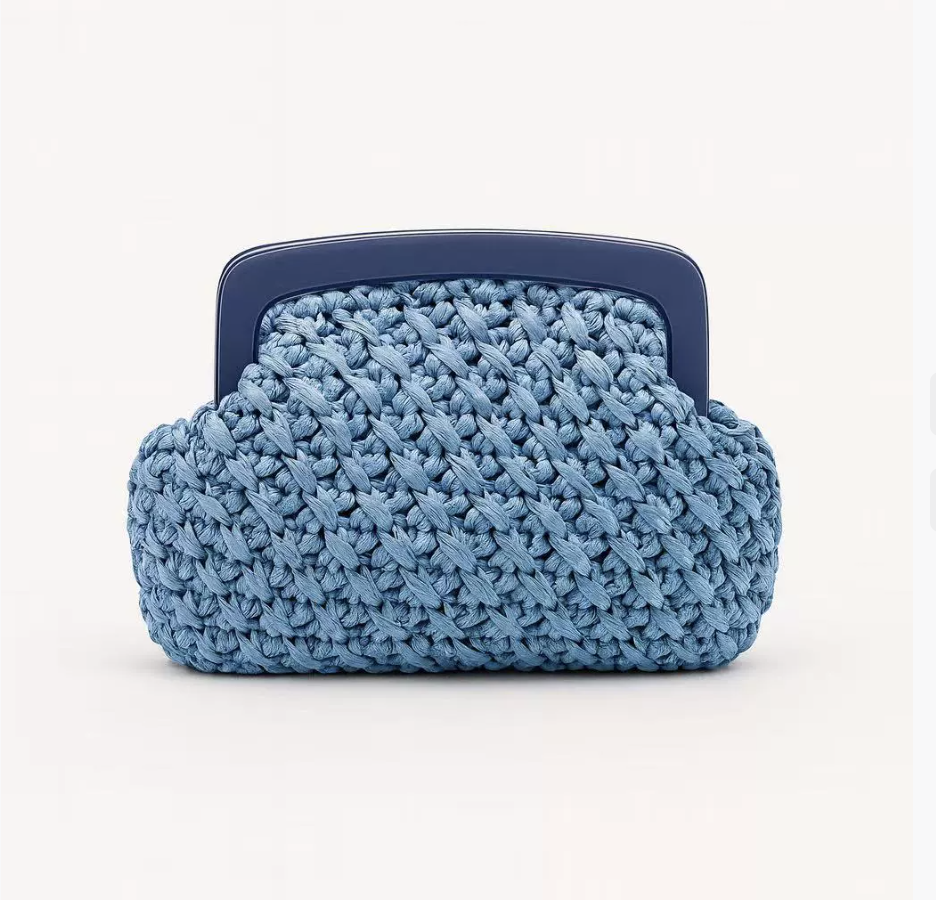 woven raffia clutch with resin frame – COASTA