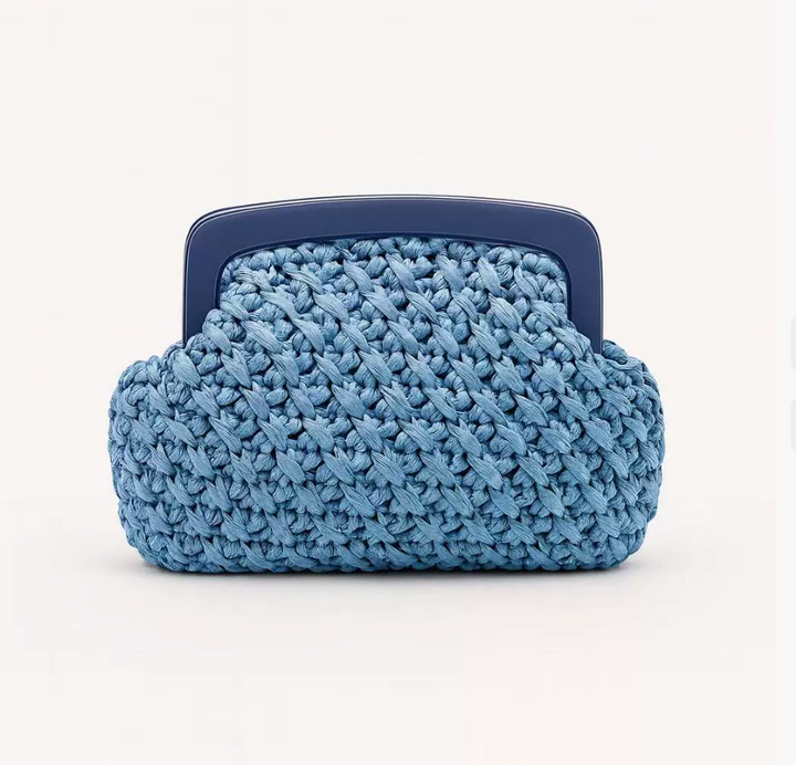 woven raffia clutch with resin frame – COASTA