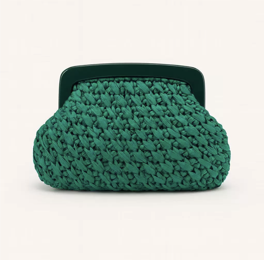 woven raffia clutch with resin frame – COASTA