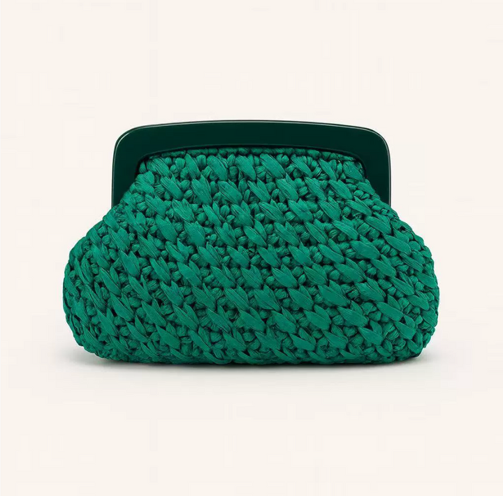 woven raffia clutch with resin frame – COASTA