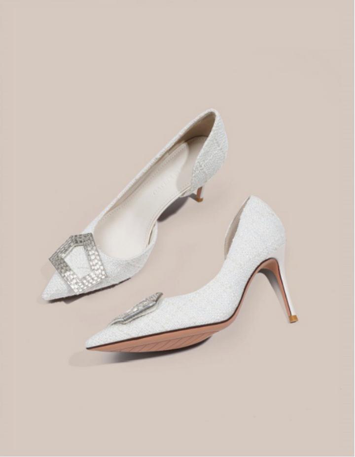 حذاء بكعب عالٍ بنقشة جلد النمر وكعب ستيليتو ذهبي – أريا