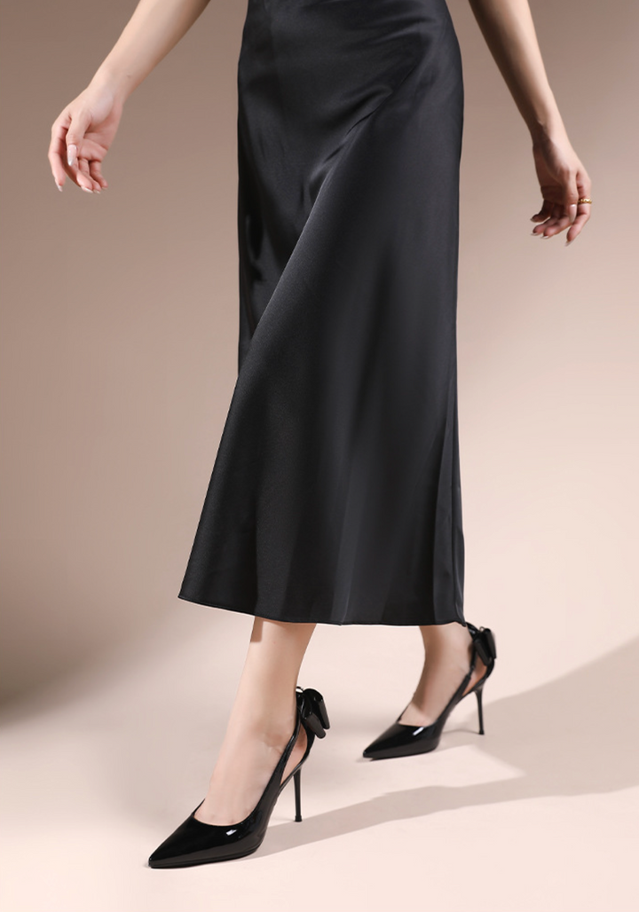 Haut à manches évasées plissées et ensemble jupe longue avec ceinture à la taille – Rosiny 