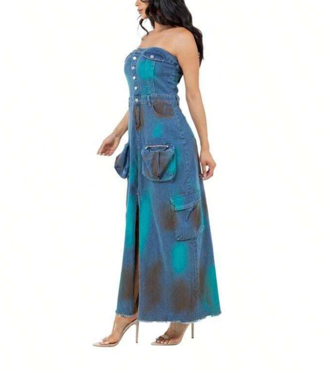 Haut à manches évasées plissées et ensemble jupe longue avec ceinture à la taille – Rosiny 