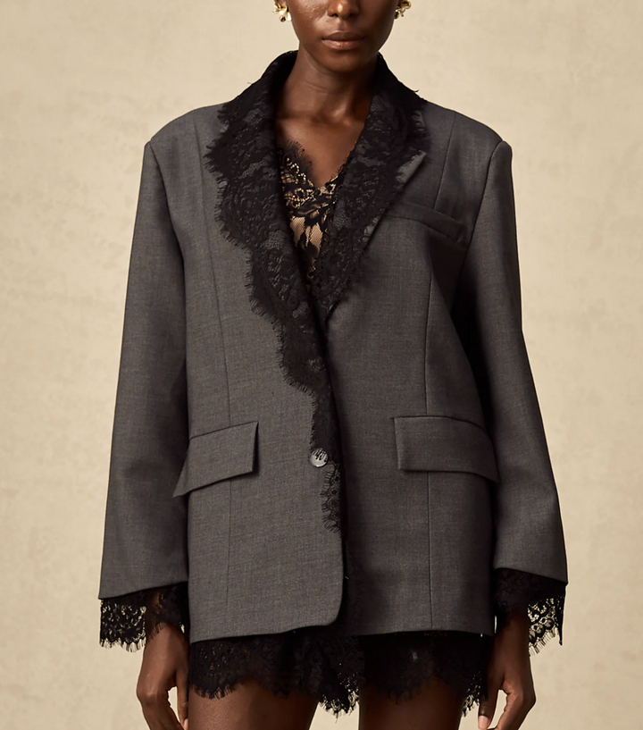 oversized blazer with lace trim – NOIRÉ