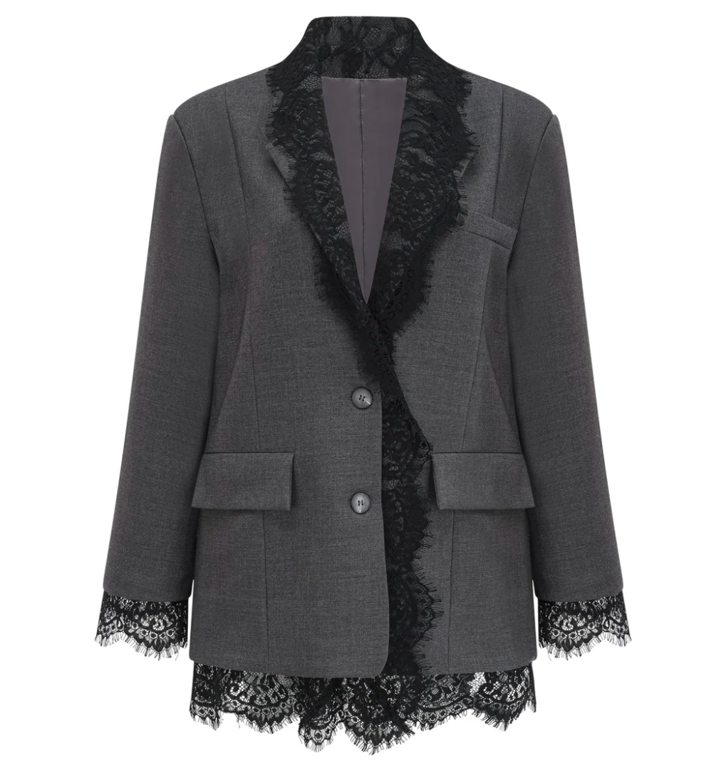 oversized blazer with lace trim – NOIRÉ