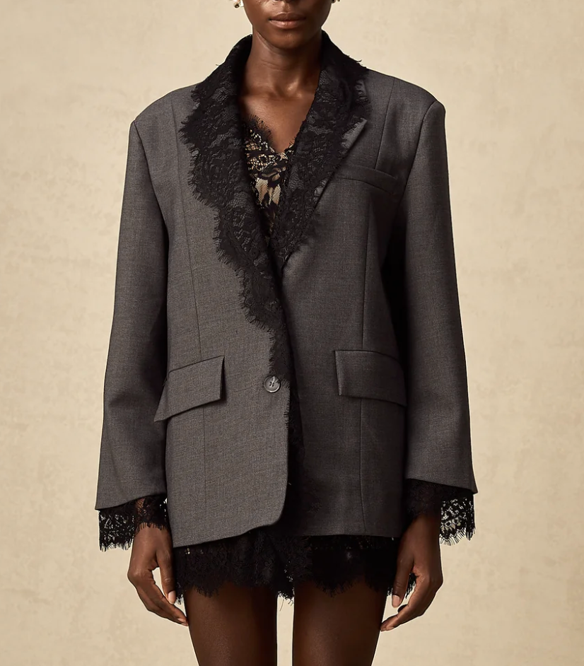 oversized blazer with lace trim – NOIRÉ