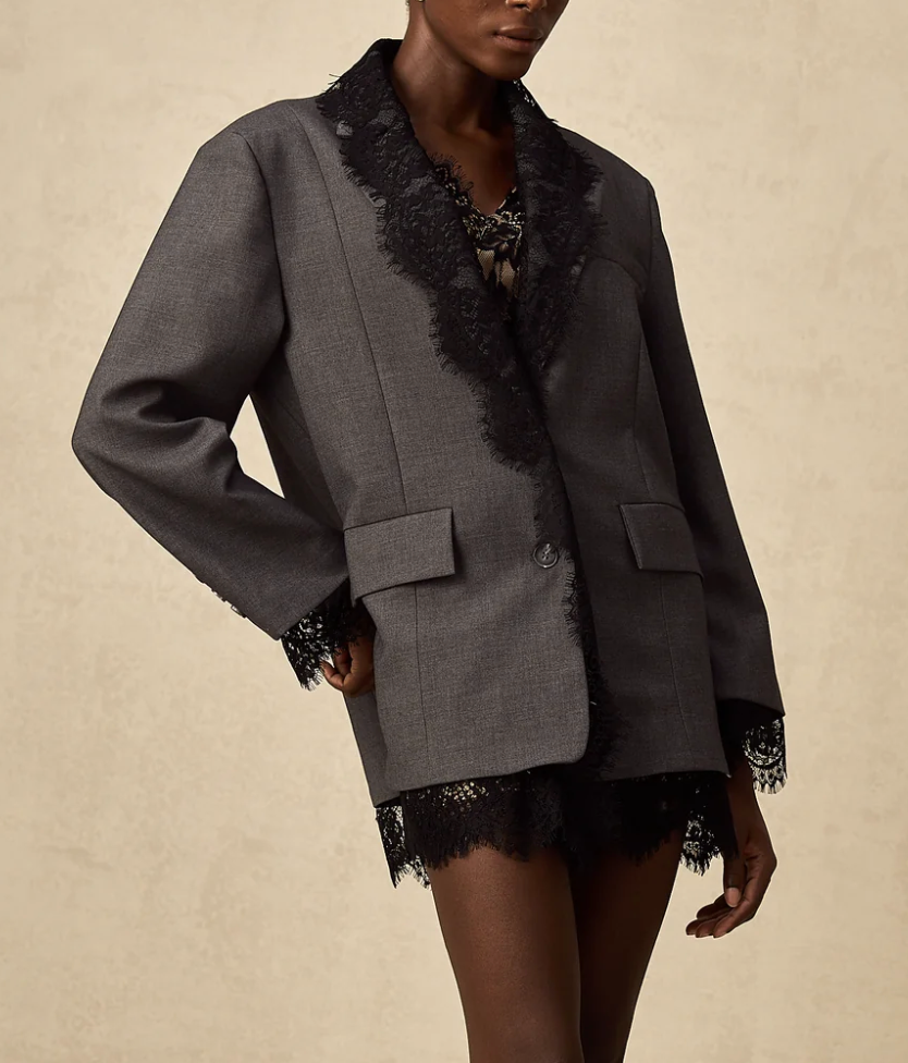 oversized blazer with lace trim – NOIRÉ