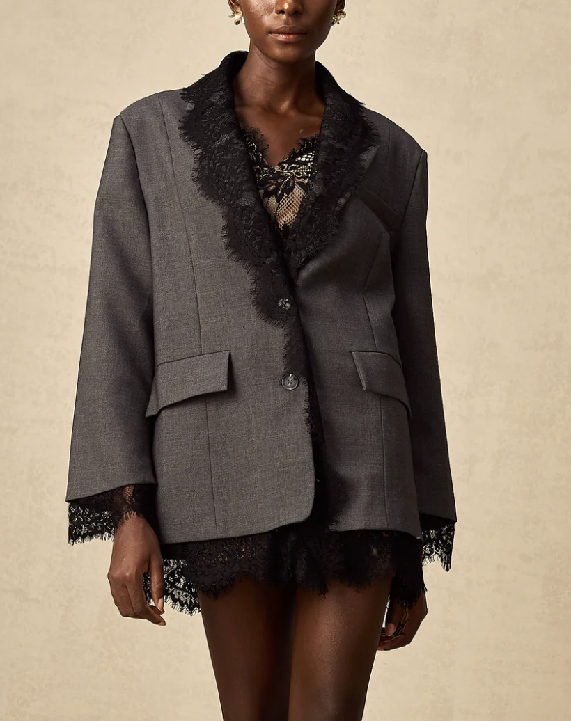 oversized blazer with lace trim – NOIRÉ