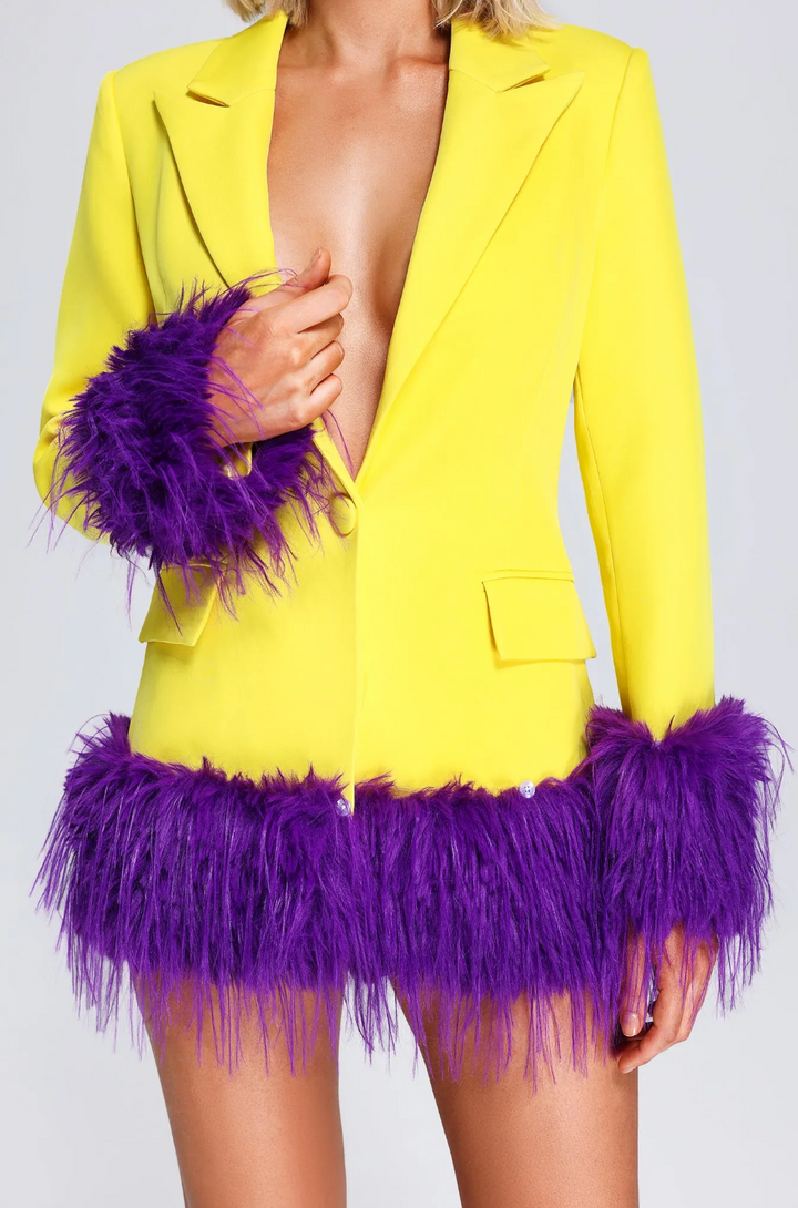 feather-trim tailored blazer – AURORA