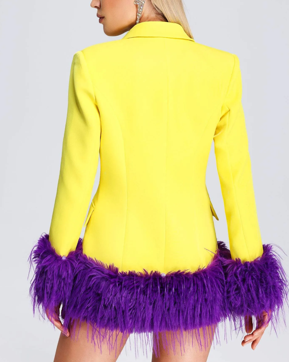 feather-trim tailored blazer – AURORA