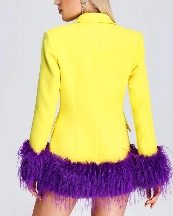 feather-trim tailored blazer – AURORA