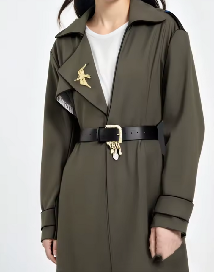 Geplooide top met uitlopende mouwen en maxi-rok set met tailleband – Rosiny 