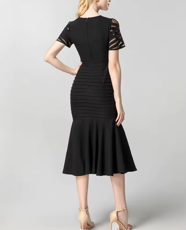 mesh panel bandage midi dress with mermaid hem – ASTRID