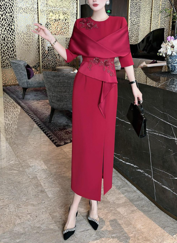 asymmetric wrap dress with embellished bodice – ROSELLA