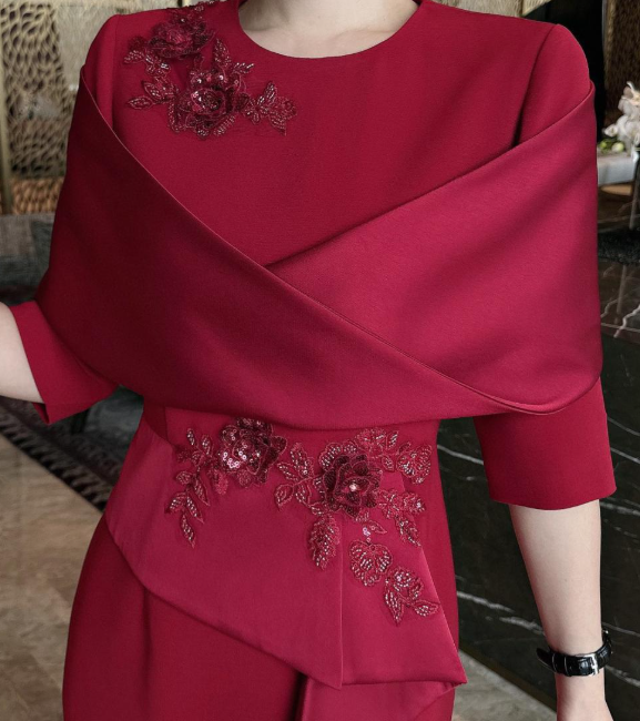 asymmetric wrap dress with embellished bodice – ROSELLA