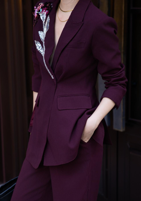 embroidered tailored suit with wide-leg trousers – MARSELLE