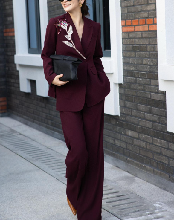 embroidered tailored suit with wide-leg trousers – MARSELLE