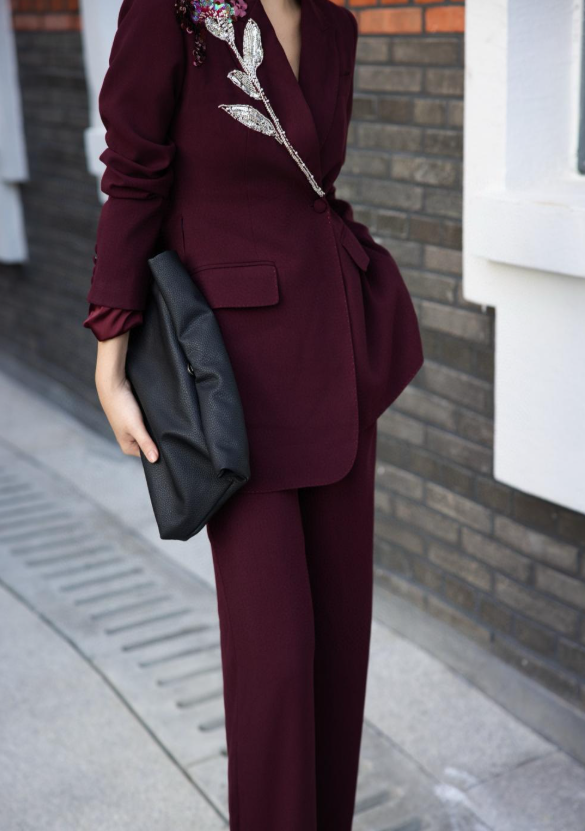 embroidered tailored suit with wide-leg trousers – MARSELLE