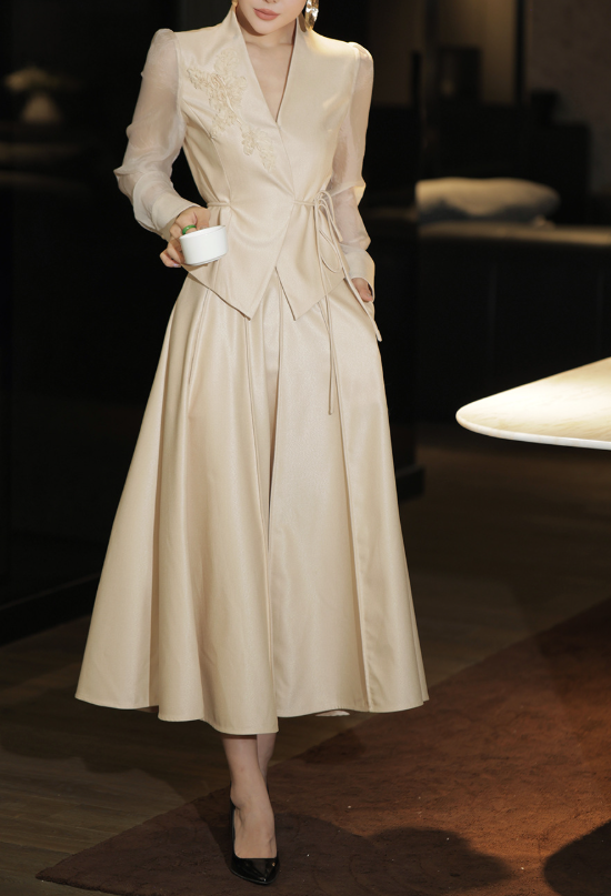 pleated satin suit with sheer sleeves – FUCHSIA BLOOM