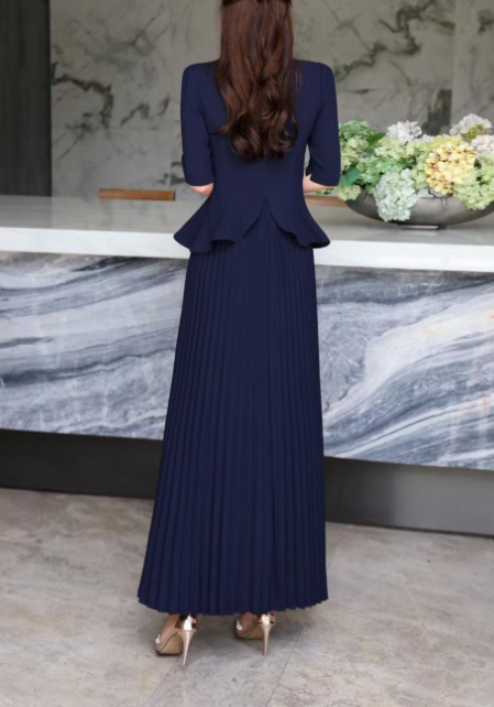 pleated maxi dress with embellished bodice – AUBERGINE