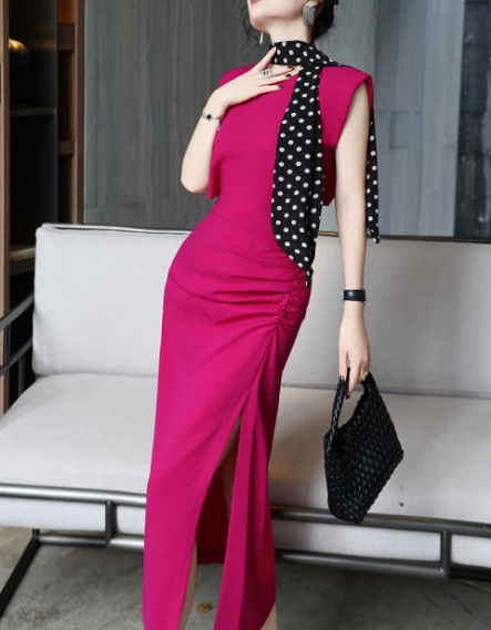 sleek sleeveless dress with side slit – CHIC