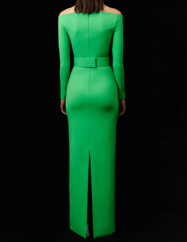 off-shoulder sculpted column gown – VERDE