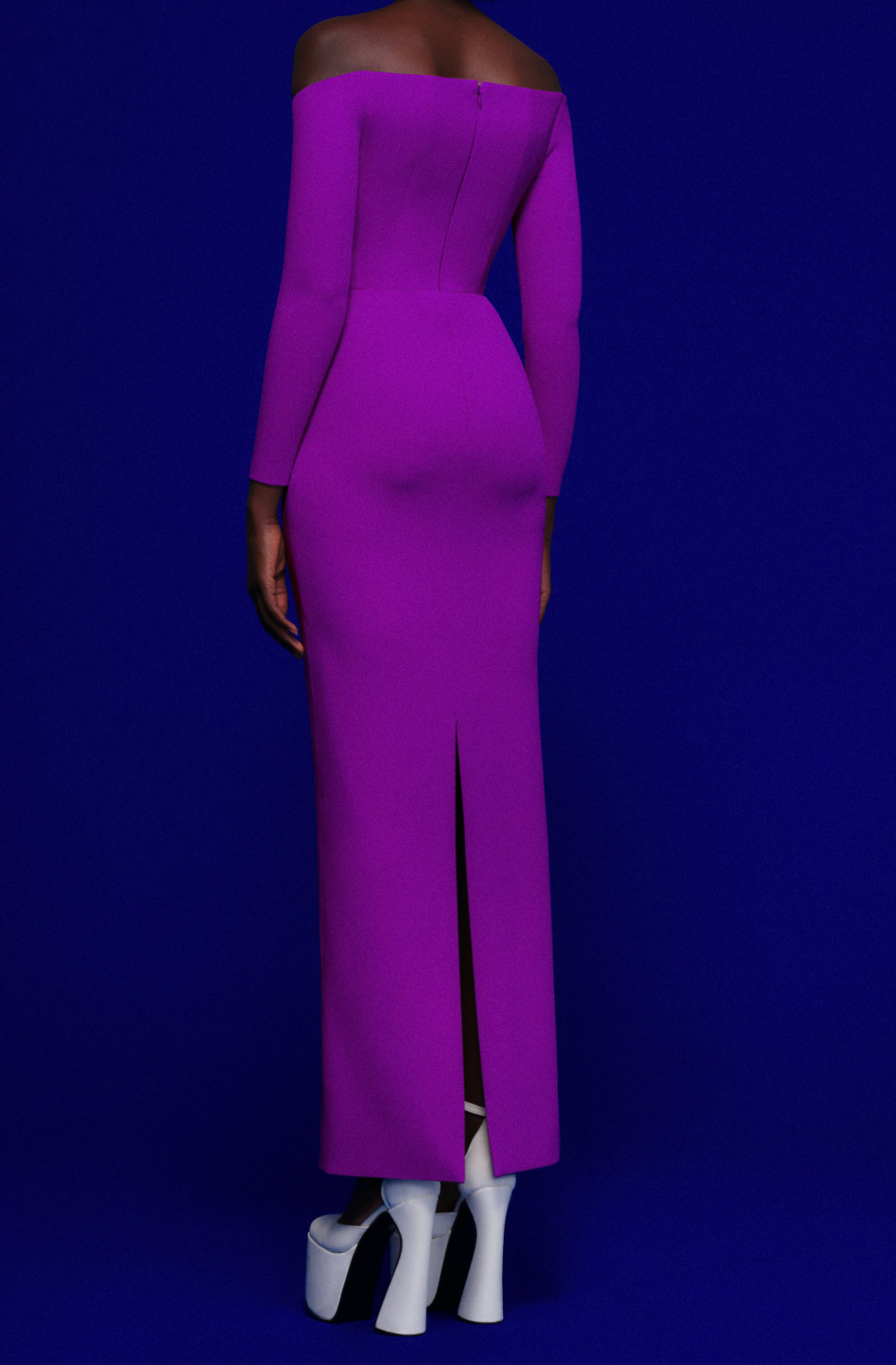 off-shoulder sculpted column gown – VIOLETTA