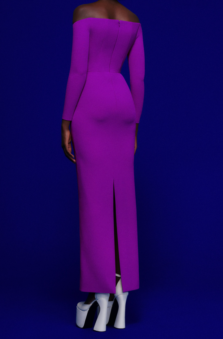 off-shoulder sculpted column gown – VIOLETTA