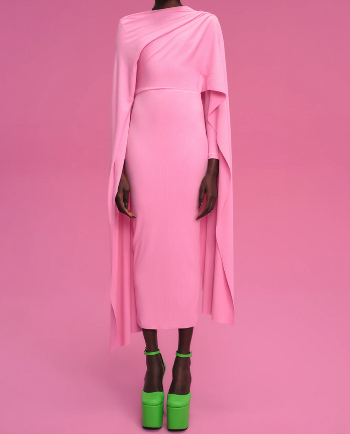 فستان ميدي بأكمام غير متماثلة وقصة غير متماثلة - بلوسوم