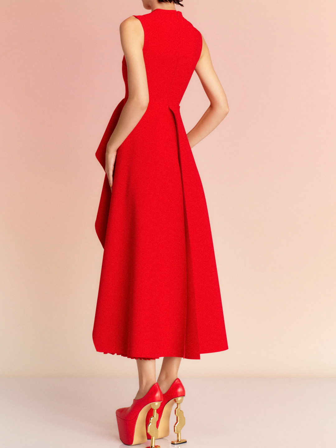 sleeveless peplum dress with layered pleated skirt – MARIGOLD