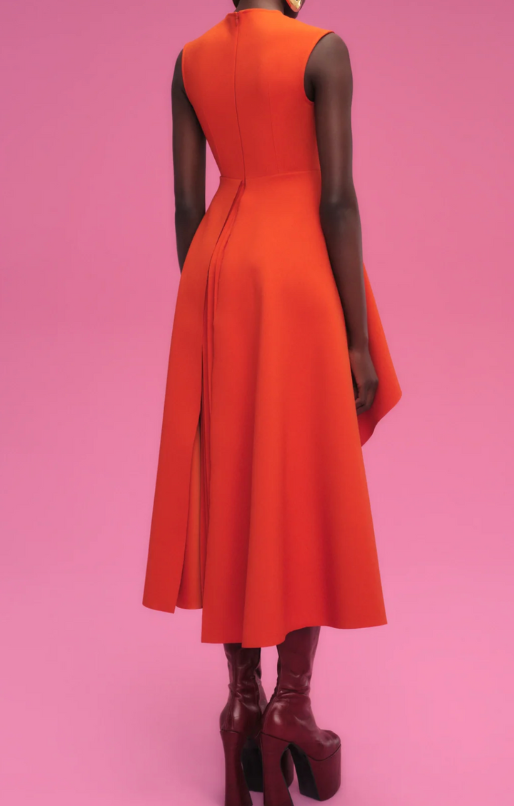 sleeveless peplum dress with layered pleated skirt – MARIGOLD