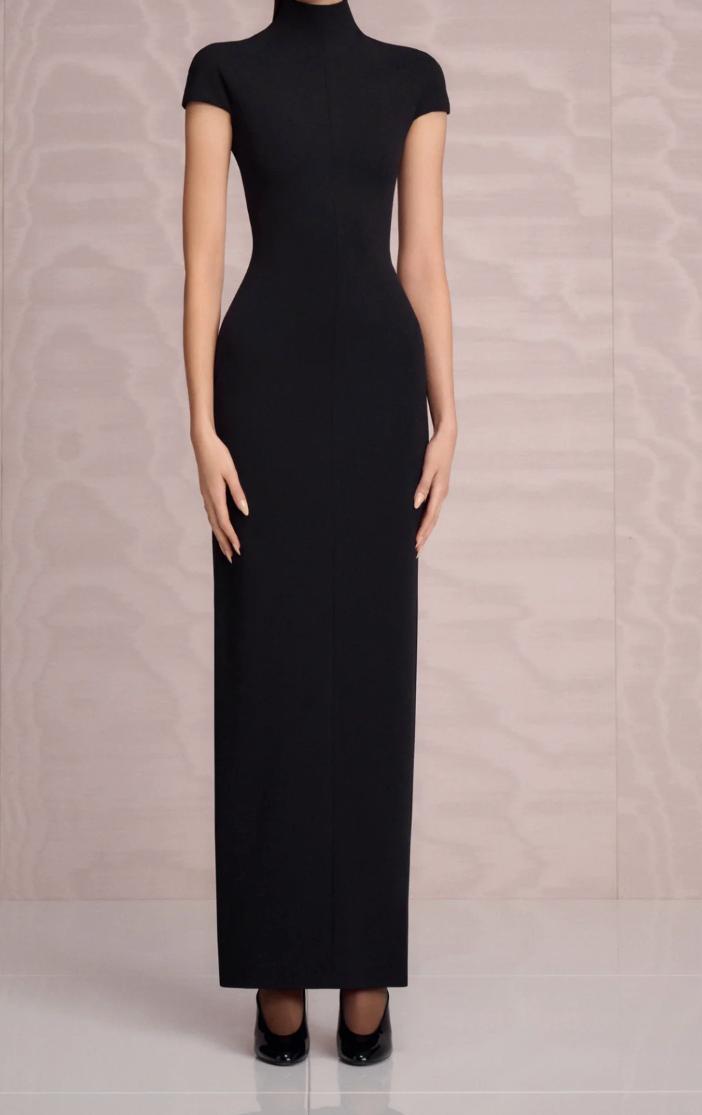 high-neck fitted column gown – CRIMSONP