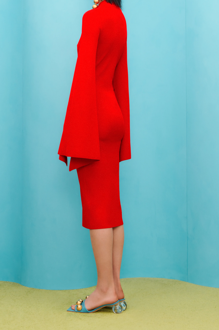 long-sleeve midi dress with dramatic split cuffs – FIERY