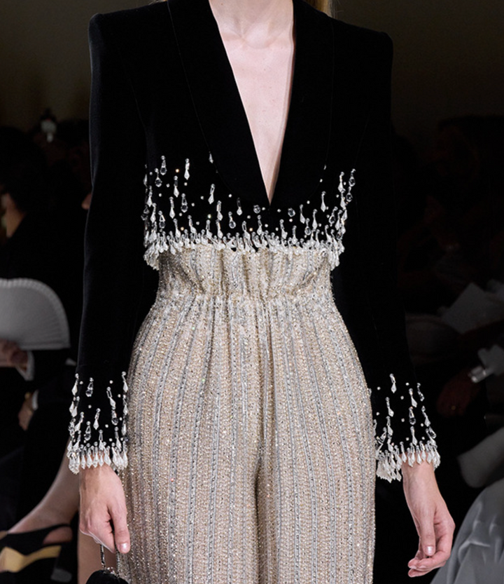 cropped blazer with crystal fringe – NORA