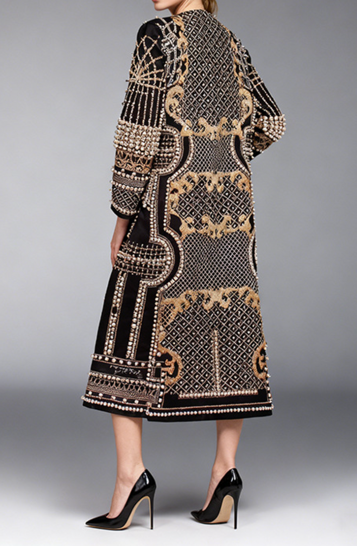 embellished longline cardigan with baroque beading – MARCELLA