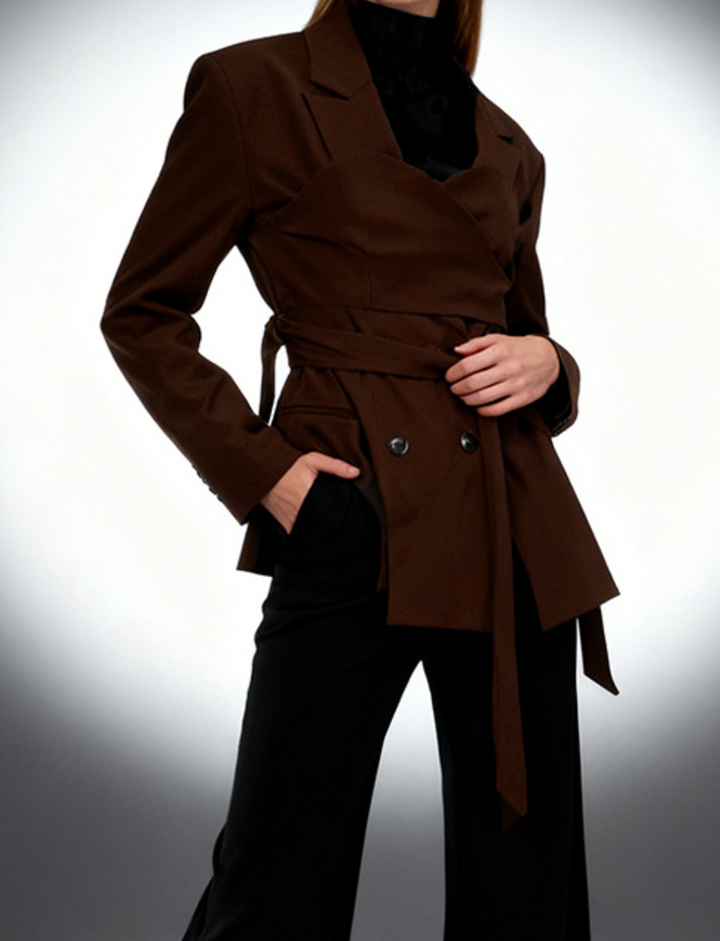 structured wrap blazer with corset seams – COCOA