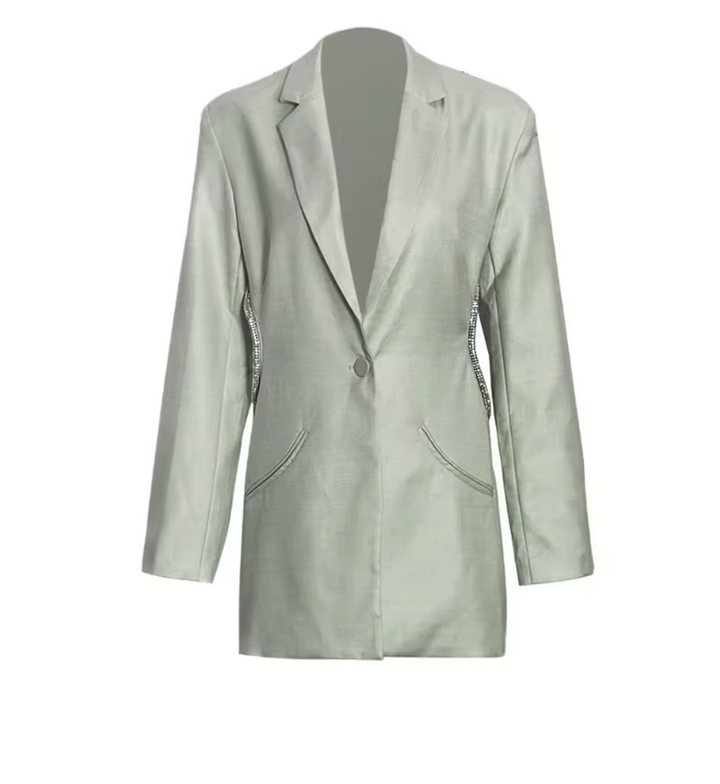 فستان بليزر قصير بفتحات جانبية من الكريستال – نوير